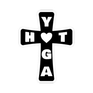 Love Hot Yoga Cross Kiss-Cut Sticker